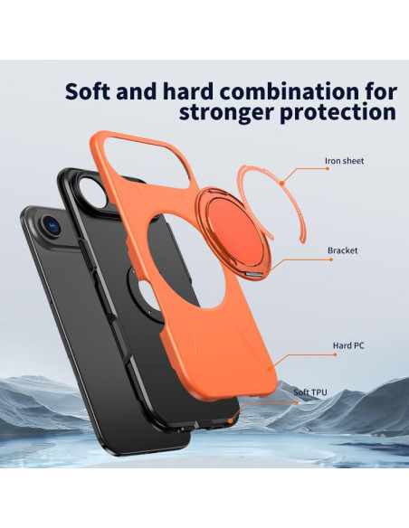 Cover iPhone Air Denim MagSafe Blu Scuro Arancione | Melacompro