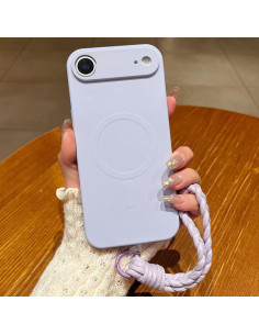 Cover iPhone Air Silicone Liquido Nero con Cordino Lilac Viola