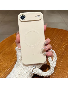 Cover iPhone Air Silicone Liquido Nero con Cordino Bianco