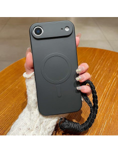 Cover iPhone Air Silicone Liquido Nero con Cordino