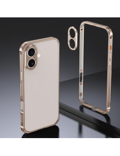 Cover iPhone 16 Armor Antiurto Cornice Metallo Arancione Oro