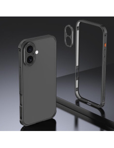 Cover iPhone 16 Armor Antiurto Cornice Metallo Arancione Nero