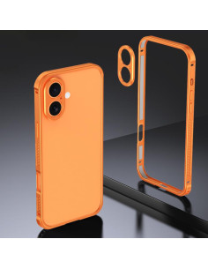 Cover iPhone 16 Armor Antiurto Cornice Metallo Arancione