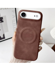 Cover iPhone Air PC + PU Denim Blu Scuro MagSafe Marrone