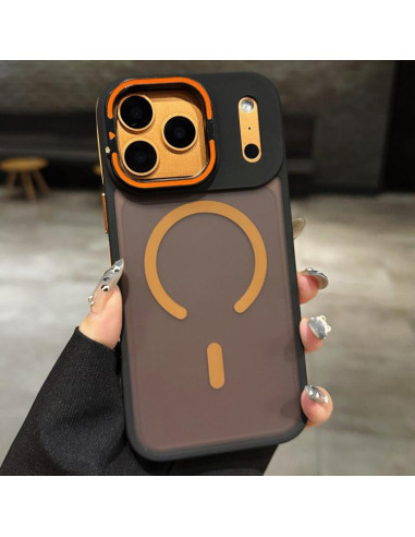 Cover iPhone Air Denim MagSafe Blu Scuro Arancione | Melacompro