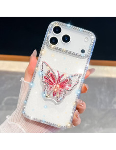 Cover iPhone 17 Pro Max Farfalla Glitterata Rosa