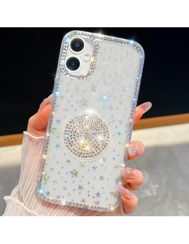 Cover iPhone 16 Glitterato Stelle Trasparente | Melacompro