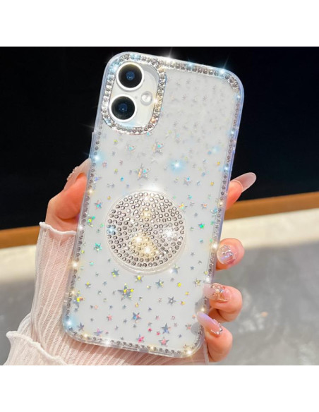Cover iPhone 16 Glitterato Stelle Trasparente | Melacompro