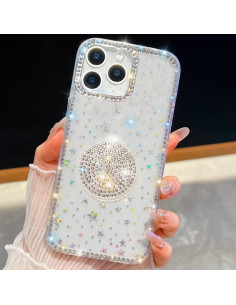 Cover iPhone 16 Pro Max TPU Glitterato Stelle Trasparente