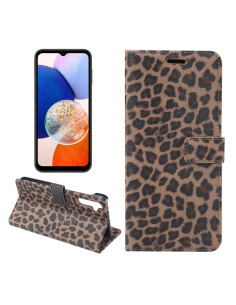Cover Galaxy A54 5G Pelle Leopardato Giallo Marrone
