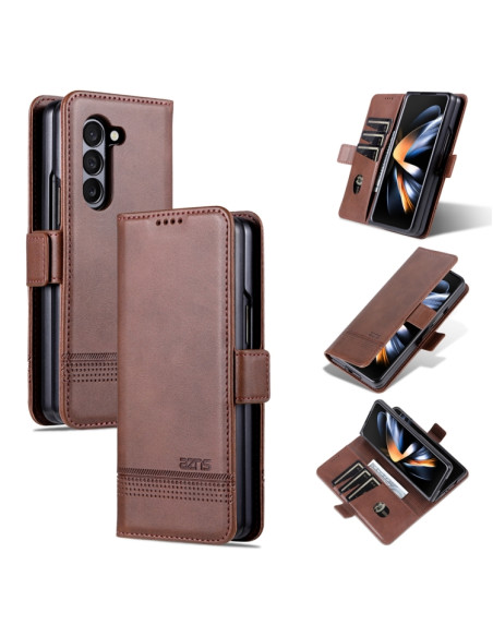 Cover Galaxy Z Fold5 Pelle Magnetica Rosso Marrone | Melacompro