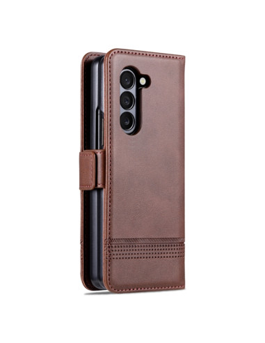 Cover Galaxy Z Fold5 Pelle Magnetica Rosso Marrone | Melacompro