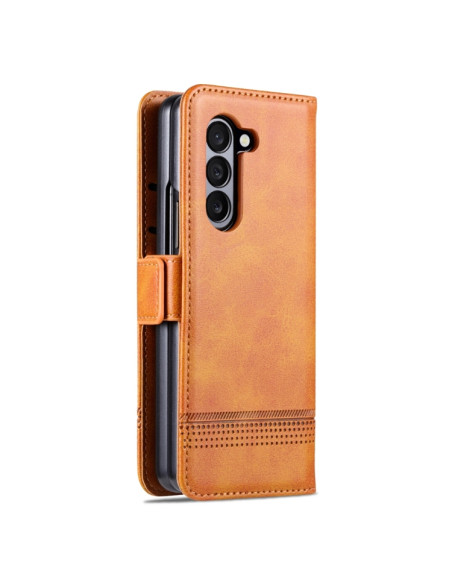 Cover Galaxy Z Fold5 Pelle Magnetica Rosso Marrone | Melacompro