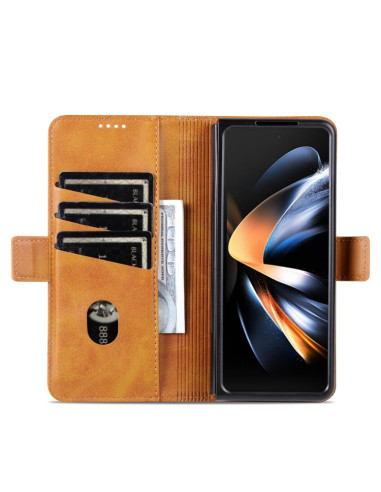 Cover Galaxy Z Fold5 Pelle Magnetica Rosso Marrone | Melacompro