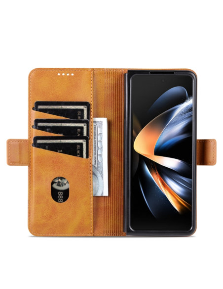 Cover Galaxy Z Fold5 Pelle Magnetica Rosso Marrone | Melacompro