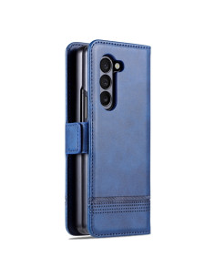 Cover Galaxy Z Fold5 Pelle Magnetica Rosso Dark Blu | Melacompro 2