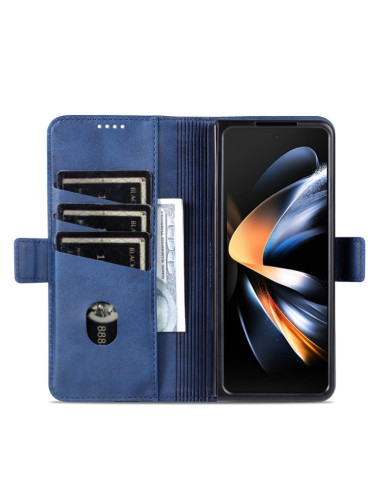 Cover Galaxy Z Fold5 Pelle Magnetica Rosso Dark Blu | Melacompro