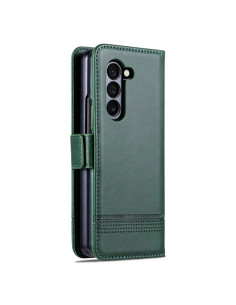 Cover Galaxy Z Fold5 Pelle Magnetica Rosso Dark Verde | Melacompro 2