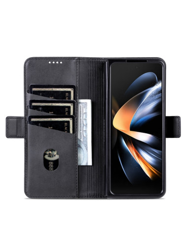 Cover Galaxy Z Fold5 Pelle Magnetica Rosso Nero | Melacompro