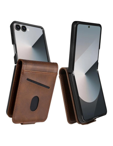 Cover Galaxy Z Flip7 Pelle Magnetica Marrone | Melacompro