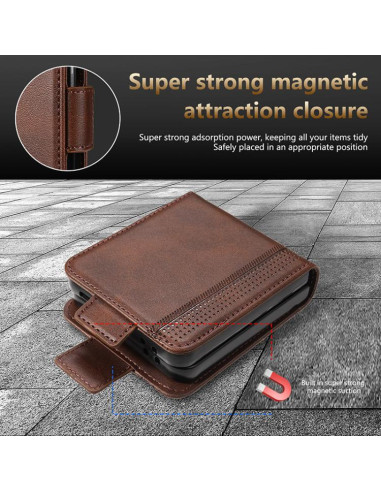 Cover Galaxy Z Flip7 Pelle Magnetica Marrone | Melacompro