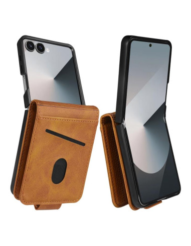 Cover Galaxy Z Flip7 Pelle Magnetica Marrone | Melacompro