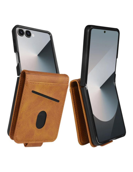 Cover Galaxy Z Flip7 Pelle Magnetica Marrone | Melacompro
