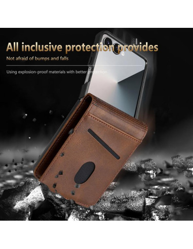 Cover Galaxy Z Flip7 Pelle Magnetica Marrone | Melacompro