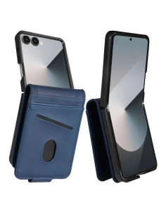 Cover Galaxy Z Flip7 Pelle Magnetica Rosso Dark Blu