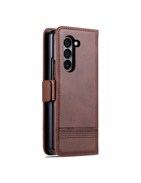 Cover Galaxy Z Fold6 Pelle Magnetica Rosso Marrone | Melacompro