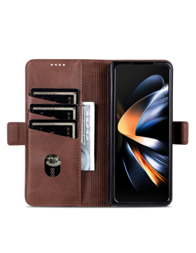 Cover Galaxy Z Fold6 Pelle Magnetica Rosso Marrone | Melacompro