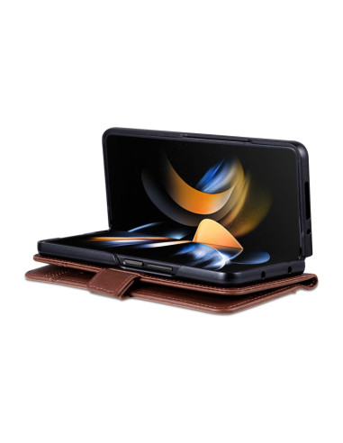 Cover Galaxy Z Fold6 Pelle Magnetica Rosso Marrone | Melacompro