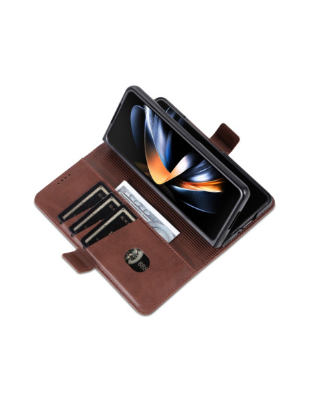 Cover Galaxy Z Fold6 Pelle Magnetica Rosso Marrone | Melacompro