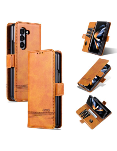 Cover Galaxy Z Fold6 Pelle Magnetica Rosso Marrone | Melacompro