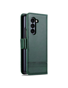 Cover Galaxy Z Fold6 Pelle Magnetica Rosso Dark Verde | Melacompro 2