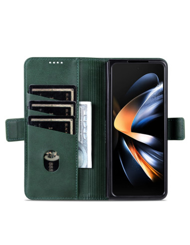 Cover Galaxy Z Fold6 Pelle Magnetica Rosso Dark Verde | Melacompro