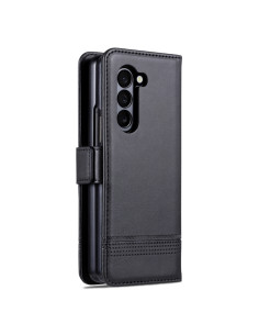 Cover Galaxy Z Fold6 Pelle Magnetica Rosso Nero | Melacompro 2