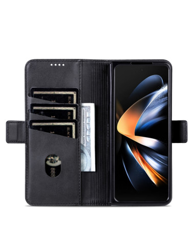 Cover Galaxy Z Fold6 Pelle Magnetica Rosso Nero | Melacompro