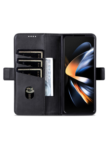 Cover Galaxy Z Fold6 Pelle Magnetica Rosso Nero | Melacompro