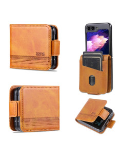 Cover Galaxy Z Flip5 Pelle Magnetica Rosso Marrone