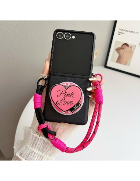 Cover Galaxy Z Flip4 Pelle Rosa MagSafe Nero | Melacompro