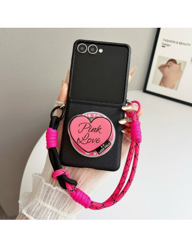 Cover Galaxy Z Flip3 5G Pelle Sintetica Rosa Nero | Melacompro