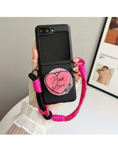 Cover Galaxy Z Flip5 Pelle Sintetica MagSafe Rosa Nero