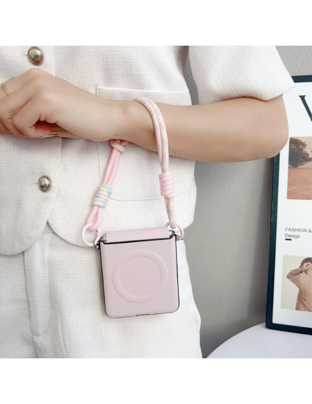 Cover Galaxy Z Flip5 Pelle Rosa MagSafe | Melacompro