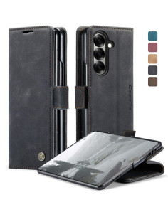 Cover Galaxy Z Fold7 Pelle Marrone Flip Multifunzione Nero