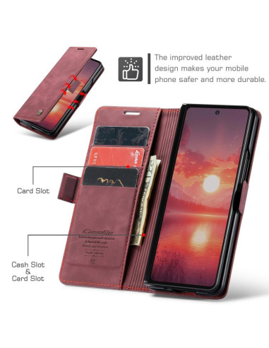 Cover Galaxy Z Fold7 Pelle Marrone Rosso | Melacompro