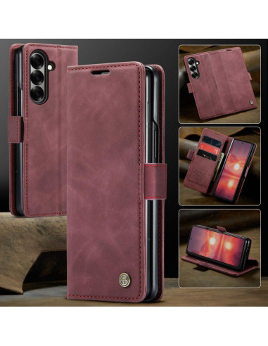 Cover Galaxy Z Fold7 Pelle Marrone Rosso | Melacompro