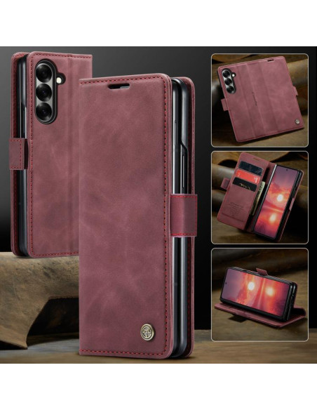 Cover Galaxy Z Fold7 Pelle Marrone Rosso | Melacompro