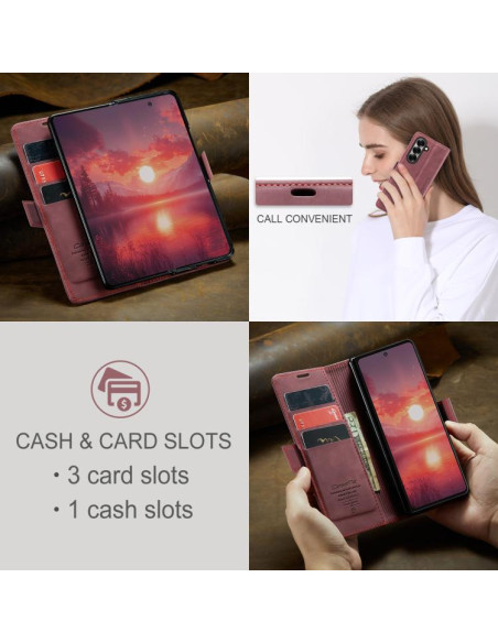 Cover Galaxy Z Fold7 Pelle Marrone Rosso | Melacompro