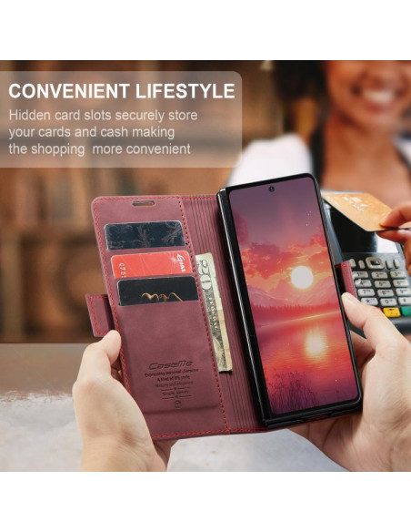 Cover Galaxy Z Fold7 Pelle Marrone Rosso | Melacompro
